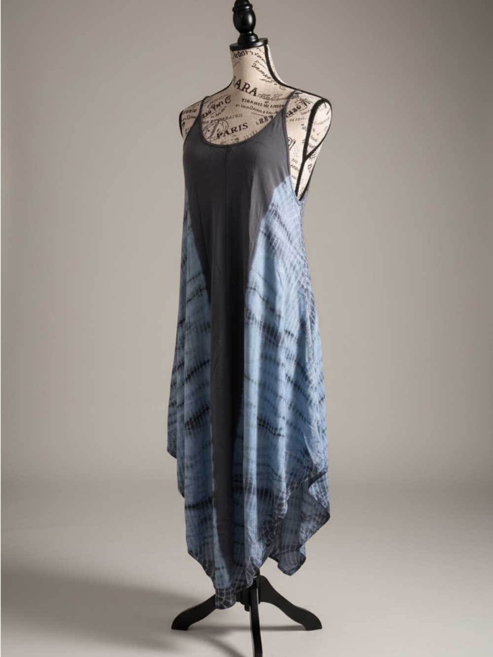 Elan Tie Dye Maxi Dress Handkerchief Hem Boho Draped Adjustable Straps NWT S-L - Picture 3 of 6